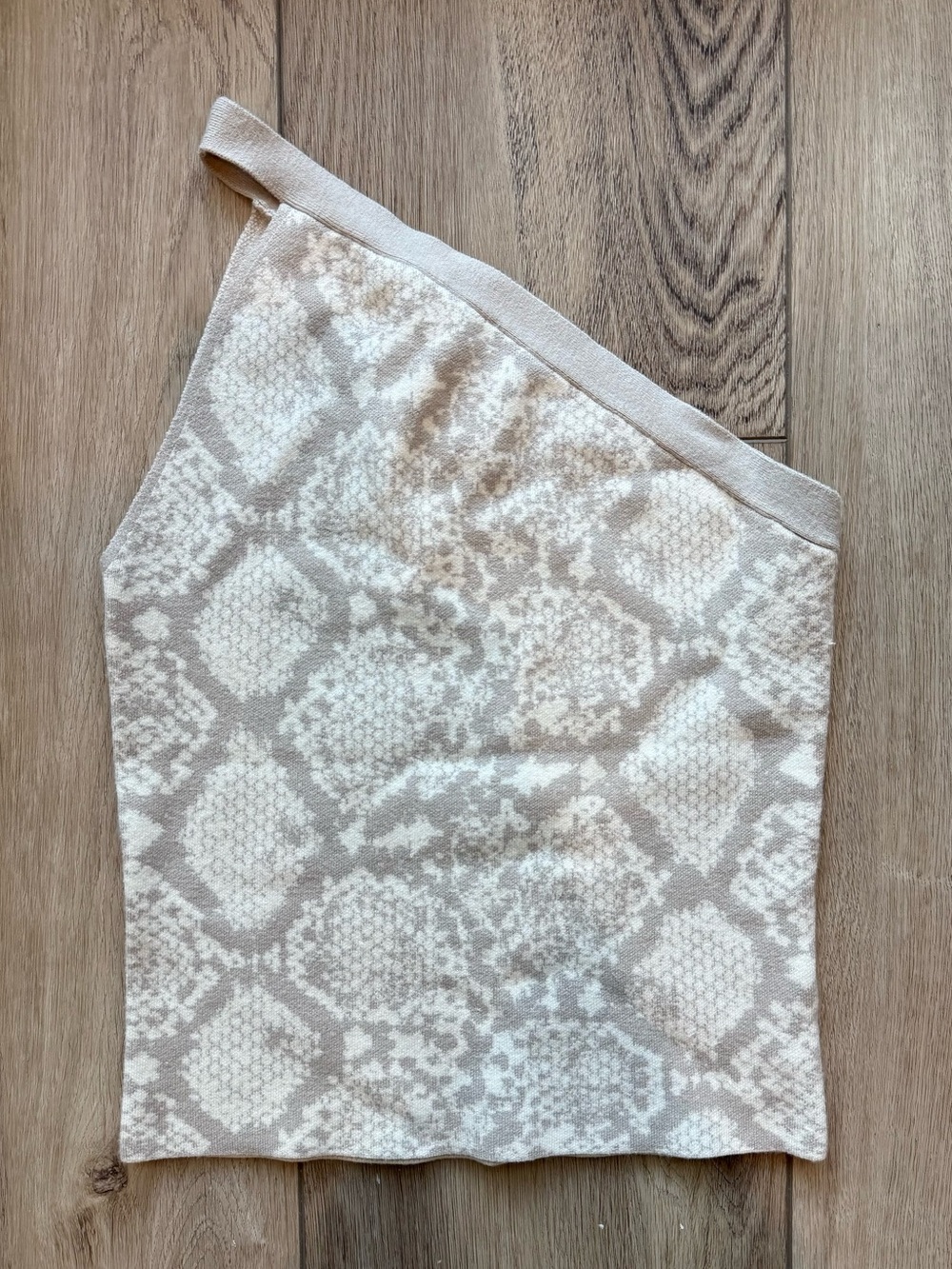 Express Neutral Snake-Print Asymmetrical Top